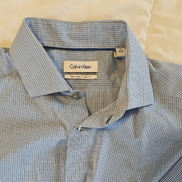 Calvin Klein Other - Calvin Klein Men's Blue Grid Dress Shirt